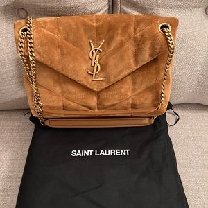 Authentic YSL Small Puffer in color cinnamon.